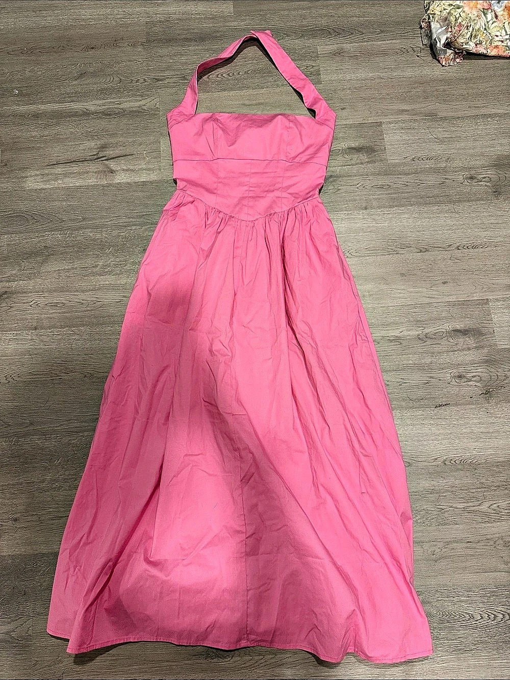 WAYF Pink Cotton Halter Maxi Dress XS